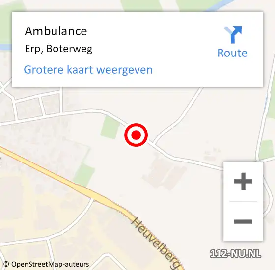 Locatie op kaart van de 112 melding: Ambulance Erp, Boterweg op 13 maart 2020 09:59
