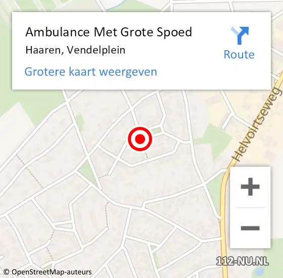 Locatie op kaart van de 112 melding: Ambulance Met Grote Spoed Naar Haaren, Vendelplein op 13 maart 2020 10:28