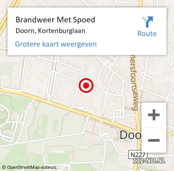 Locatie op kaart van de 112 melding: Brandweer Met Spoed Naar Doorn, Kortenburglaan op 13 maart 2020 10:33