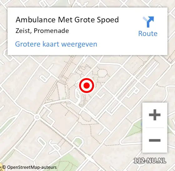 Locatie op kaart van de 112 melding: Ambulance Met Grote Spoed Naar Zeist, Promenade op 13 maart 2020 12:05