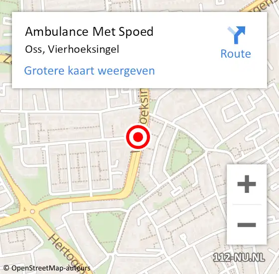 Locatie op kaart van de 112 melding: Ambulance Met Spoed Naar Oss, Vierhoeksingel op 13 maart 2020 12:36