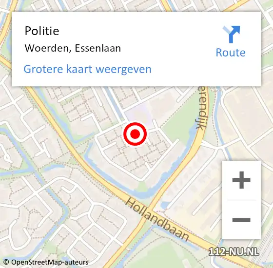 Locatie op kaart van de 112 melding: Politie Woerden, Essenlaan op 13 maart 2020 14:45