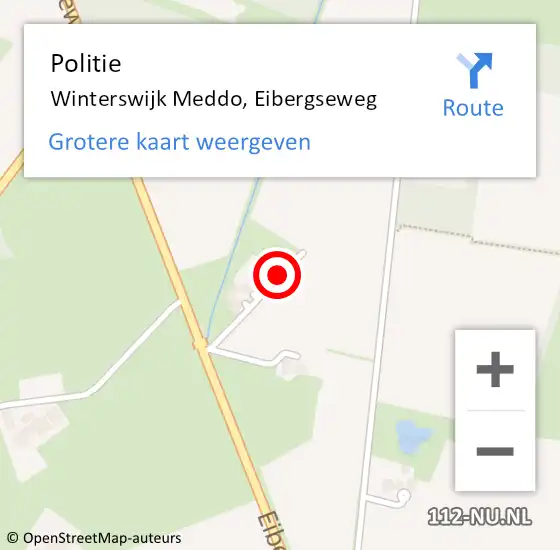 Locatie op kaart van de 112 melding: Politie Winterswijk Meddo, Eibergseweg op 13 maart 2020 14:46