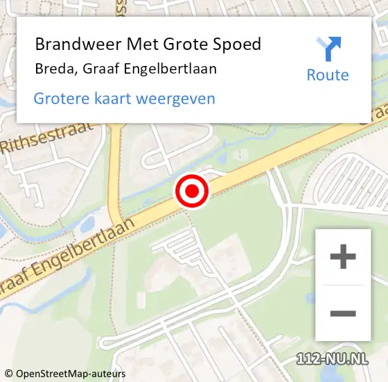Locatie op kaart van de 112 melding: Brandweer Met Grote Spoed Naar Breda, Graaf Engelbertlaan op 13 maart 2020 15:54