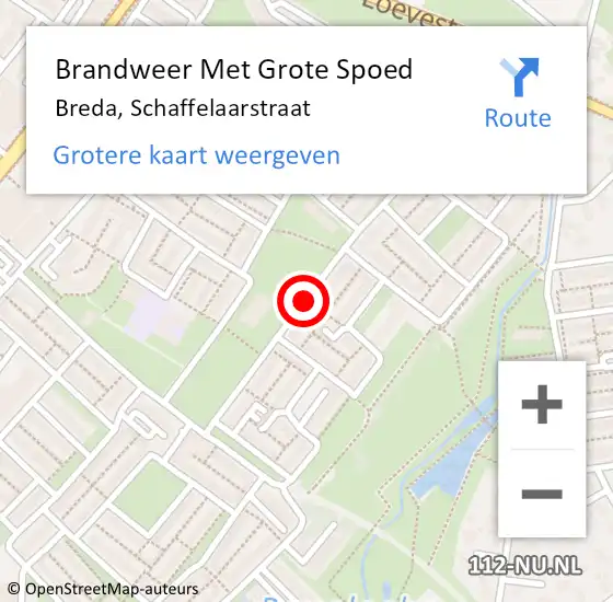 Locatie op kaart van de 112 melding: Brandweer Met Grote Spoed Naar Breda, Schaffelaarstraat op 13 maart 2020 16:07