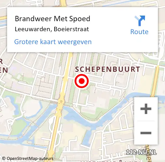 Locatie op kaart van de 112 melding: Brandweer Met Spoed Naar Leeuwarden, Boeierstraat op 13 maart 2020 16:48