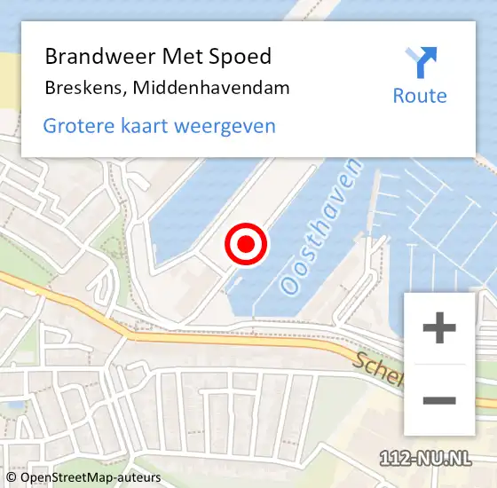 Locatie op kaart van de 112 melding: Brandweer Met Spoed Naar Breskens, Middenhavendam op 13 maart 2020 18:41