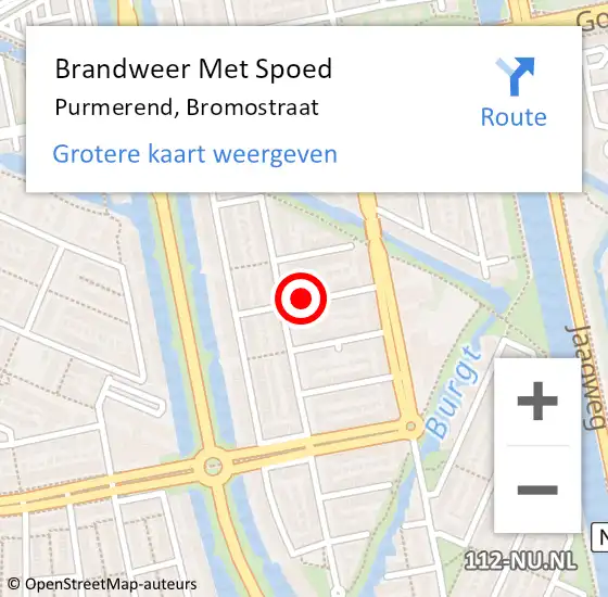 Locatie op kaart van de 112 melding: Brandweer Met Spoed Naar Purmerend, Bromostraat op 13 maart 2020 19:59