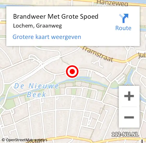 Locatie op kaart van de 112 melding: Brandweer Met Grote Spoed Naar Lochem, Graanweg op 13 maart 2020 20:19