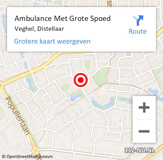 Locatie op kaart van de 112 melding: Ambulance Met Grote Spoed Naar Veghel, Distellaar op 13 maart 2020 20:31