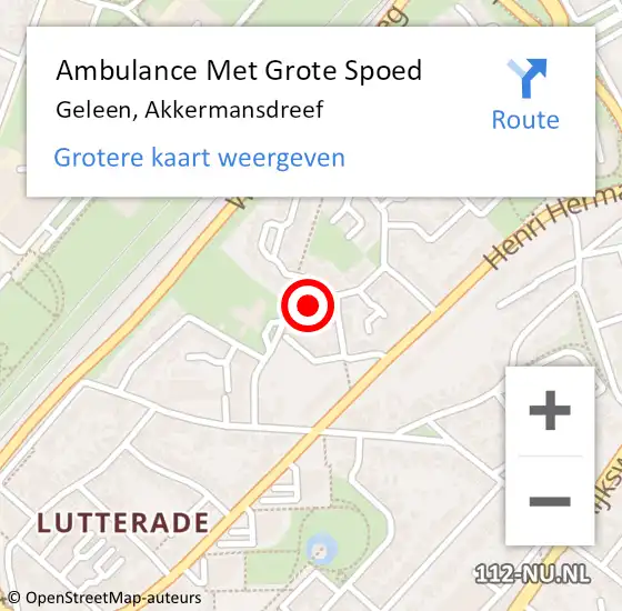 Locatie op kaart van de 112 melding: Ambulance Met Grote Spoed Naar Geleen, Akkermansdreef op 1 mei 2014 10:15