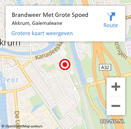 Locatie op kaart van de 112 melding: Brandweer Met Grote Spoed Naar Akkrum, Galemaleane op 30 september 2013 15:25