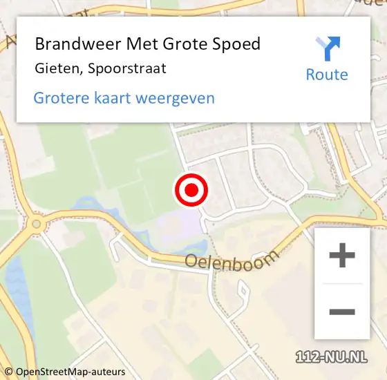 Locatie op kaart van de 112 melding: Brandweer Met Grote Spoed Naar Gieten, Spoorstraat op 14 maart 2020 04:29