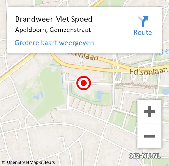 Locatie op kaart van de 112 melding: Brandweer Met Spoed Naar Apeldoorn, Gemzenstraat op 14 maart 2020 06:28