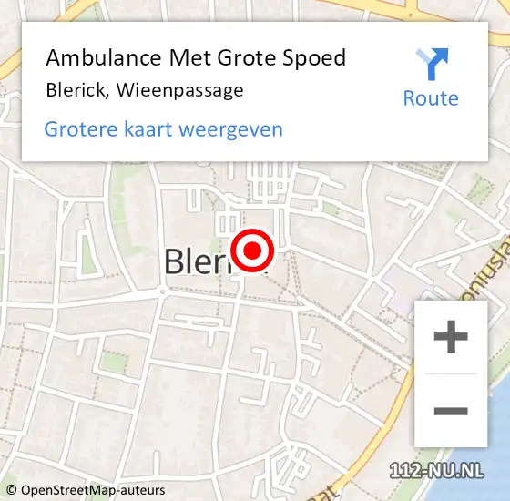 Locatie op kaart van de 112 melding: Ambulance Met Grote Spoed Naar Venlo, Wieenpassage op 14 maart 2020 08:48