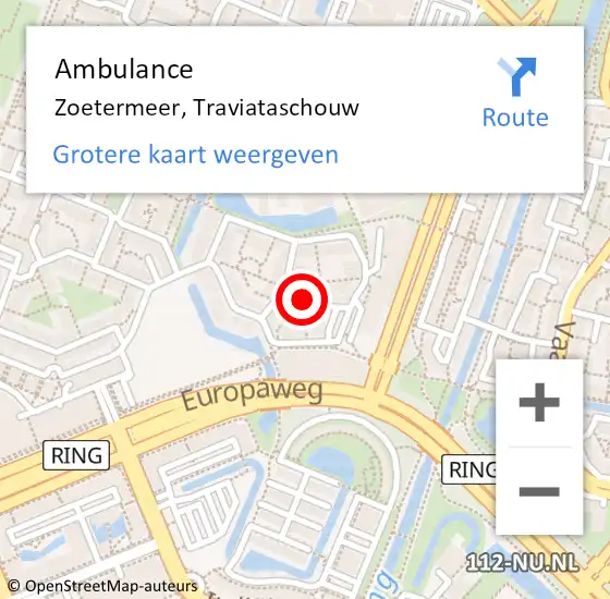 Locatie op kaart van de 112 melding: Ambulance Zoetermeer, Traviataschouw op 30 september 2013 15:28