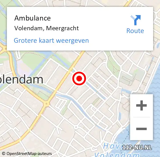 Locatie op kaart van de 112 melding: Ambulance Volendam, Meergracht op 14 maart 2020 09:25