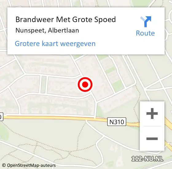 Locatie op kaart van de 112 melding: Brandweer Met Grote Spoed Naar Nunspeet, Albertlaan op 14 maart 2020 09:52