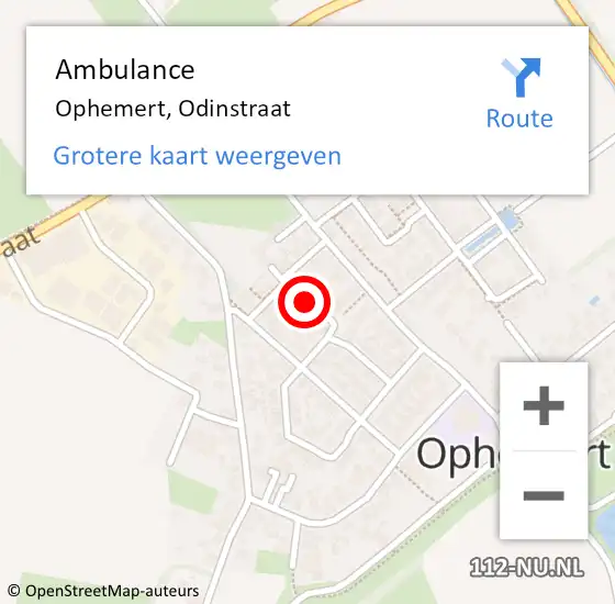 Locatie op kaart van de 112 melding: Ambulance Ophemert, Odinstraat op 14 maart 2020 10:11