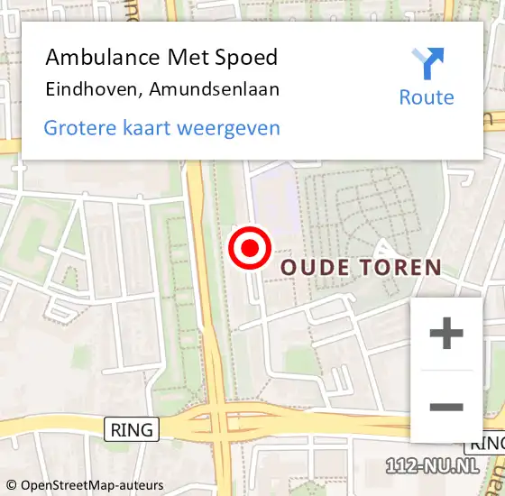 Locatie op kaart van de 112 melding: Ambulance Met Spoed Naar Eindhoven, Amundsenlaan op 14 maart 2020 11:58