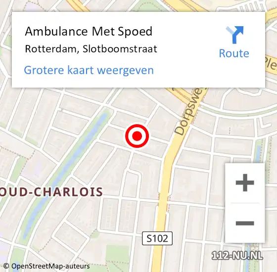 Locatie op kaart van de 112 melding: Ambulance Met Spoed Naar Rotterdam, Slotboomstraat op 14 maart 2020 12:07