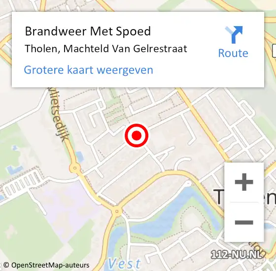 Locatie op kaart van de 112 melding: Brandweer Met Spoed Naar Tholen, Machteld Van Gelrestraat op 14 maart 2020 12:35