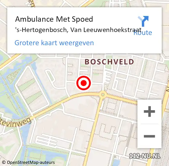 Locatie op kaart van de 112 melding: Ambulance Met Spoed Naar 's-Hertogenbosch, Van Leeuwenhoekstraat op 14 maart 2020 12:37