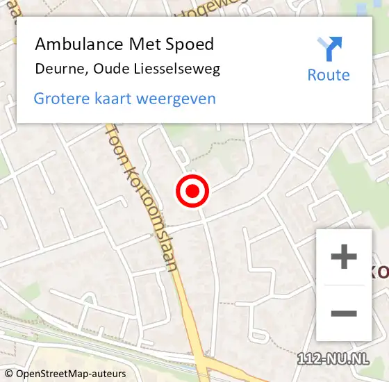 Locatie op kaart van de 112 melding: Ambulance Met Spoed Naar Deurne, Oude Liesselseweg op 14 maart 2020 12:56