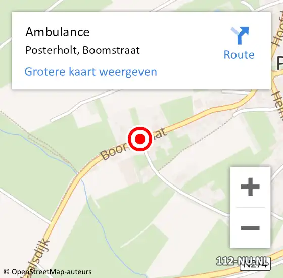 Locatie op kaart van de 112 melding: Ambulance Posterholt, Boomstraat op 14 maart 2020 14:02