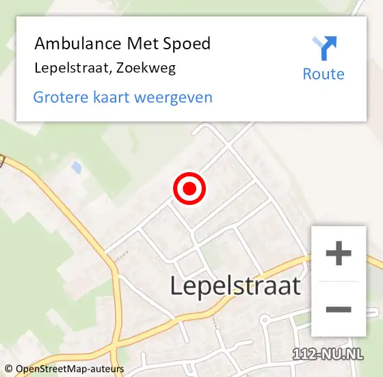 Locatie op kaart van de 112 melding: Ambulance Met Spoed Naar Lepelstraat, Zoekweg op 1 mei 2014 11:08