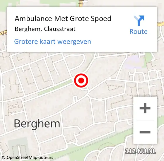 Locatie op kaart van de 112 melding: Ambulance Met Grote Spoed Naar Berghem, Clausstraat op 14 maart 2020 14:20