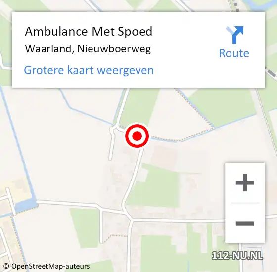 Locatie op kaart van de 112 melding: Ambulance Met Spoed Naar Waarland, Nieuwboerweg op 14 maart 2020 14:50