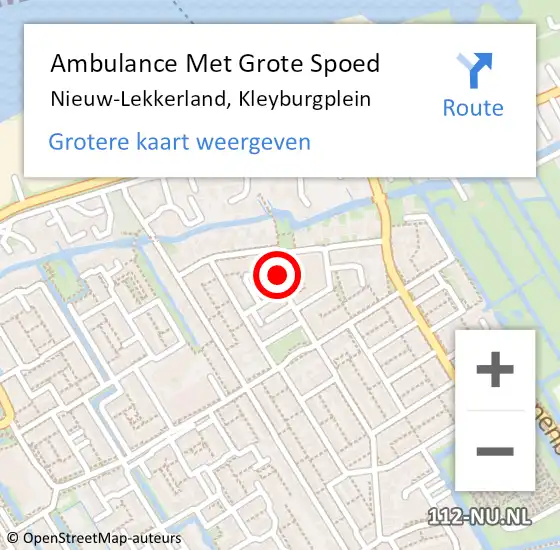 Locatie op kaart van de 112 melding: Ambulance Met Grote Spoed Naar Nieuw-Lekkerland, Kleyburgplein op 14 maart 2020 16:02