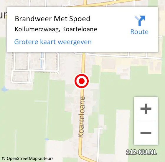 Locatie op kaart van de 112 melding: Brandweer Met Spoed Naar Kollumerzwaag, Koarteloane op 14 maart 2020 16:03