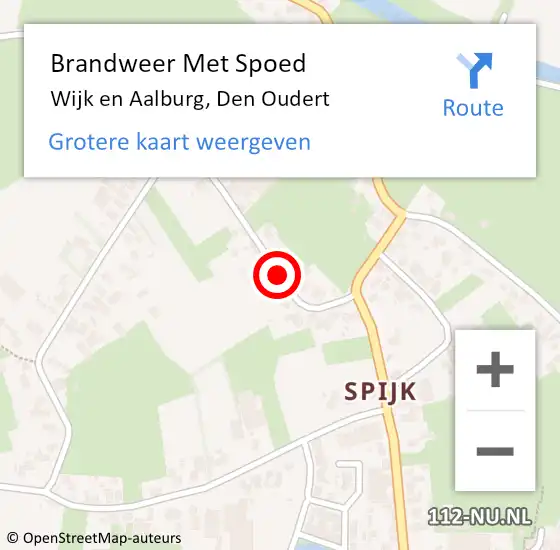 Locatie op kaart van de 112 melding: Brandweer Met Spoed Naar Wijk en Aalburg, Den Oudert op 14 maart 2020 16:22