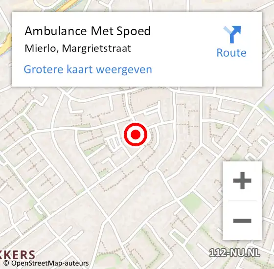 Locatie op kaart van de 112 melding: Ambulance Met Spoed Naar Mierlo, Margrietstraat op 14 maart 2020 16:48