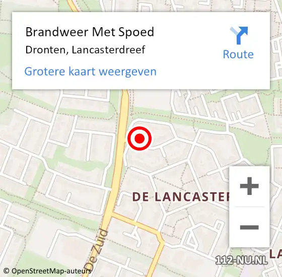 Locatie op kaart van de 112 melding: Brandweer Met Spoed Naar Dronten, Lancasterdreef op 1 mei 2014 11:23