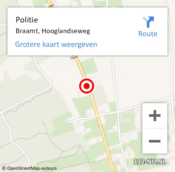 Locatie op kaart van de 112 melding: Politie Braamt, Hooglandseweg op 14 maart 2020 17:44