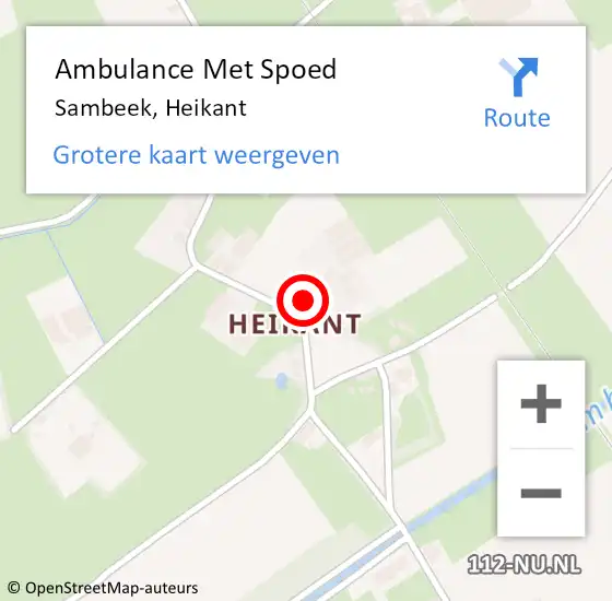 Locatie op kaart van de 112 melding: Ambulance Met Spoed Naar Sambeek, Heikant op 14 maart 2020 17:49