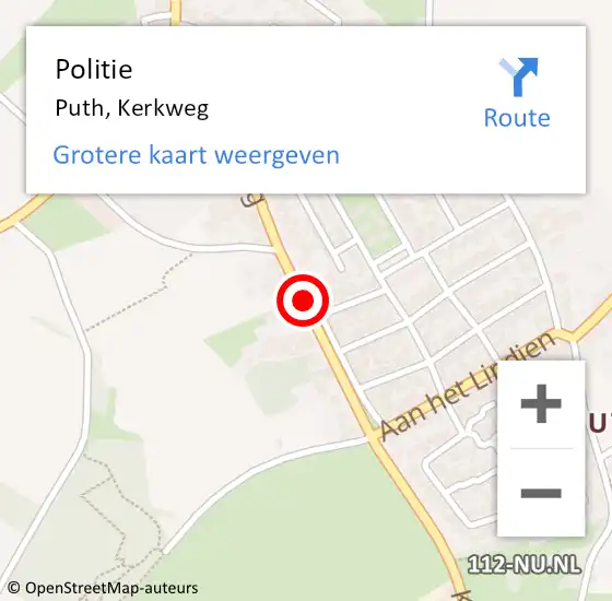 Locatie op kaart van de 112 melding: Politie Puth, Kerkweg op 14 maart 2020 18:58