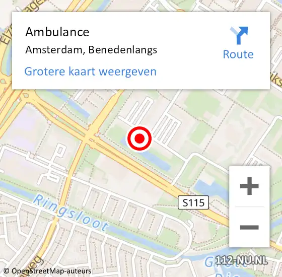 Locatie op kaart van de 112 melding: Ambulance Amsterdam, Benedenlangs op 1 mei 2014 11:43