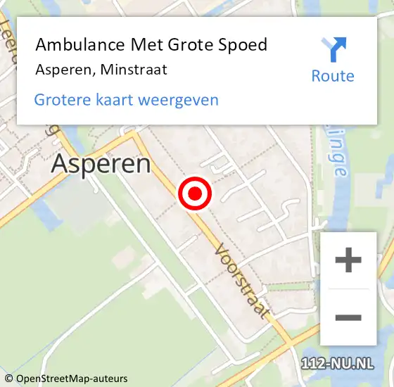 Locatie op kaart van de 112 melding: Ambulance Met Grote Spoed Naar Asperen, Minstraat op 14 maart 2020 23:04