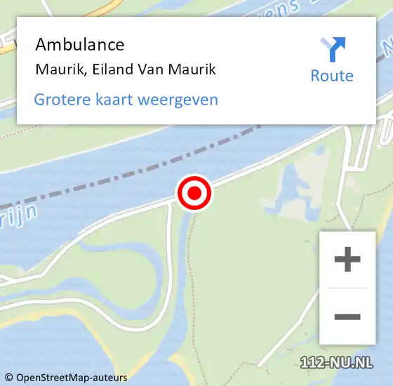 Locatie op kaart van de 112 melding: Ambulance Maurik, Eiland Van Maurik op 14 maart 2020 23:07