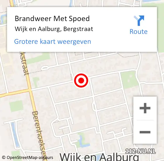 Locatie op kaart van de 112 melding: Brandweer Met Spoed Naar Wijk en Aalburg, Bergstraat op 15 maart 2020 00:37