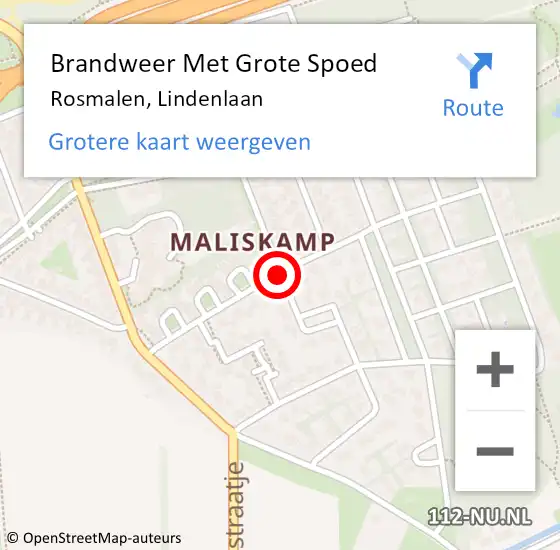 Locatie op kaart van de 112 melding: Brandweer Met Grote Spoed Naar Rosmalen, Lindenlaan op 15 maart 2020 02:46