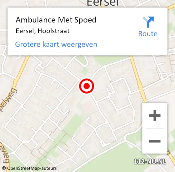 Locatie op kaart van de 112 melding: Ambulance Met Spoed Naar Eersel, Hoolstraat op 15 maart 2020 03:14
