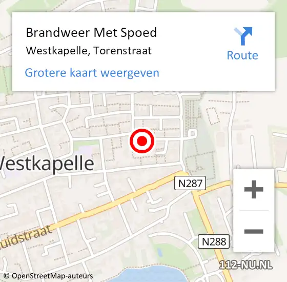 Locatie op kaart van de 112 melding: Brandweer Met Spoed Naar Westkapelle, Torenstraat op 15 maart 2020 04:20