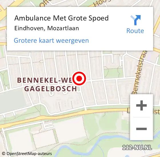 Locatie op kaart van de 112 melding: Ambulance Met Grote Spoed Naar Eindhoven, Mozartlaan op 15 maart 2020 07:24