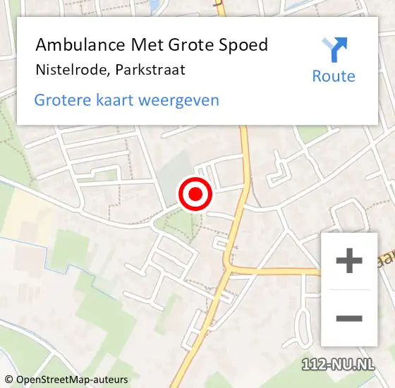 Locatie op kaart van de 112 melding: Ambulance Met Grote Spoed Naar Nistelrode, Parkstraat op 15 maart 2020 09:50