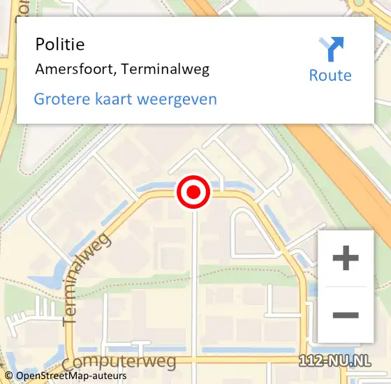 Locatie op kaart van de 112 melding: Politie Amersfoort, Terminalweg op 15 maart 2020 10:12